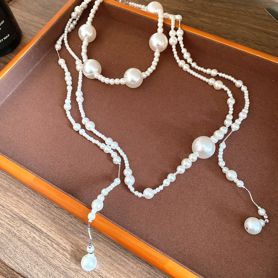 Vòng cổ tua rua ngọc trai nhiều lớp kiểu Pháp, đính cườm đẹp mắt, phụ kiện sang trọng cho nữ