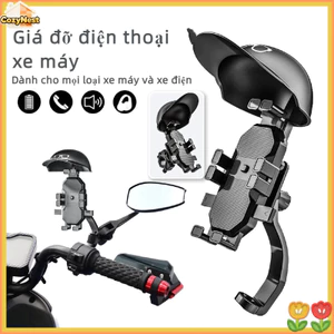 Giá Đỡ Điện Thoại Xe Máy Xe Đạp, Xoay 360° Chống Rung , Có Ô Che Mưa Nắng, Gắn Kết Chặt Không Rơi