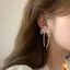 Bông tai ngọc trai nơ sang trọng nhẹ mới Bông tai ngọc trai dài nơ thả lủng lẳng cho nữ Thời trang thanh lịch Quà tặng trang sức đám cưới mới