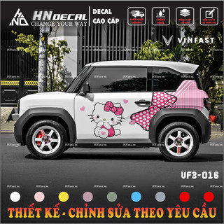 Tem dán xe VF3 - Decal dán xe VF3 MẪU HELLO KITTY . 1 bộ dán 2 bên ( mẫu VF3 - 16 )