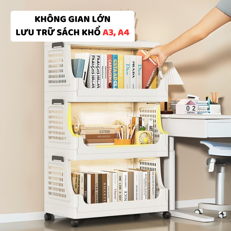 Tủ Kệ Đựng Sách ENODA HOME, Tủ Đựng Tài Liệu Văn Phòng Lắp Ráp Đơn Giản Có Bánh Xe Di Chuyển Tiện Lợi TUN052