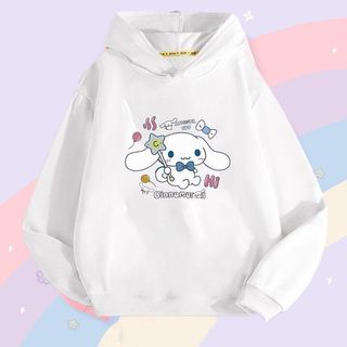 Cinnamoroll Style Girls Áo Hoodie Top dáng rộng vừa vặn Thiết kế hoạt hình Trang phục hàng ngày nhẹ