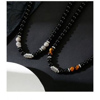 Phụ kiện thời trang tối giản dành cho nam: Vòng cổ hạt obsidian cao cấp