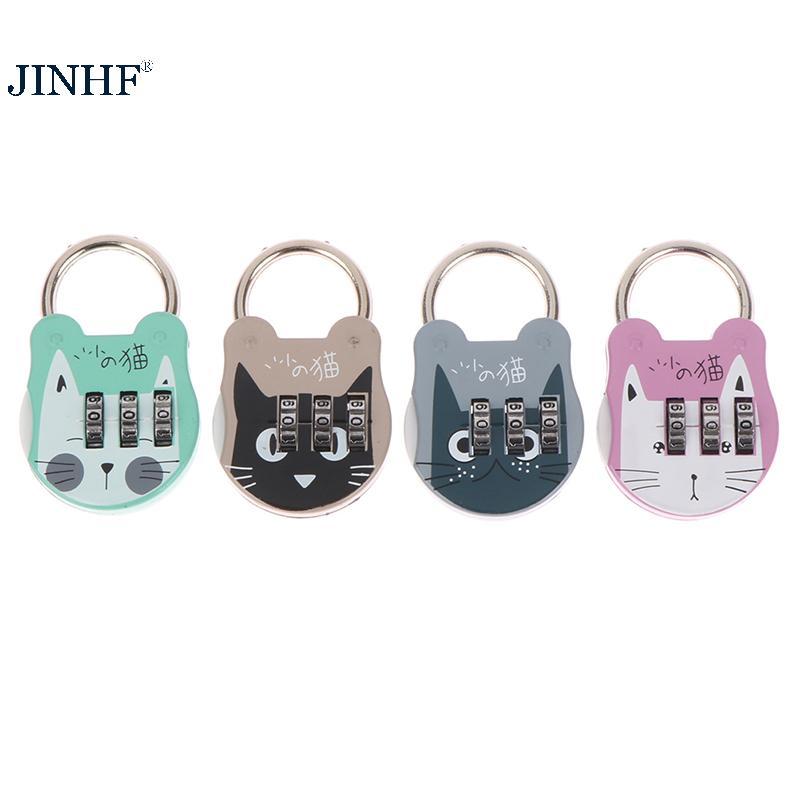 JINHF Mã Số Khóa Chống Trộm Độ Mạnh Cao Chính Xác Mèo Dễ Thương Mini Hành Lý Vali Số Mật Khẩu Khóa Cho Ký Túc Xá Ngăn Kéo Bàn Tủ Khóa Ba Lô Du Lịch HOT