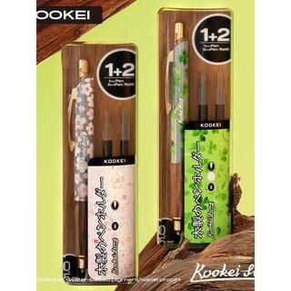 KOOKEI Gel Bút Nhiều Màu Sắc Hoa Anh Đào May Mắn Cỏ Ba Lá Bốn Lá Phiên Bản Giới Hạn, Bộ 1 + 2, Ngòi CS 0.5mm, Loại Đẩy, Nhanh Khô, Bút Ký Tên Đen
