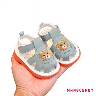 MG-Little Girl Boy Summer Sandals Giày thêu gấu đế mềm chống trượt cho bữa tiệc đi học ngoài trời