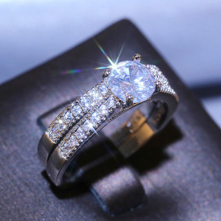 Bộ hai mảnh nhẫn bạc S925 zircon, thời trang đơn giản, phù hợp làm quà cưới