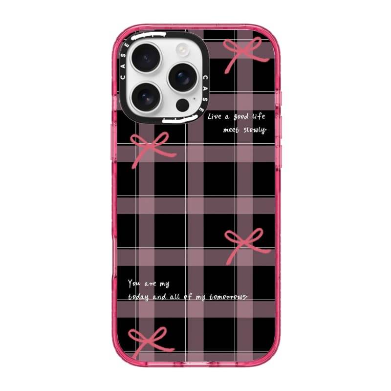CASECASE X Nơ Lưới Đen Màu Hồng Fizz Trong Suốt Cứng Hút Từ Tính Tác Động Dành Cho Apple IPhone 12 13 14 15 16 17 Pro Max Air Plus Có Hộp
