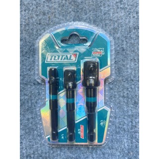 Bộ 3 đầu chuyển vặn tuýp Total TAC273651, đầu chuyển bulong, đầu chuyển khoan sang bulong vặn ốc