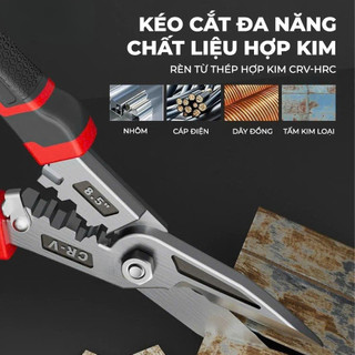 Kéo Cắt Đa Năng  Thép CR-V 8.5 inch, Cắt Dây Điện, Tôn, Thép Mỏng Kéo Chuẩn Công Nghiệp  AIMVUKES