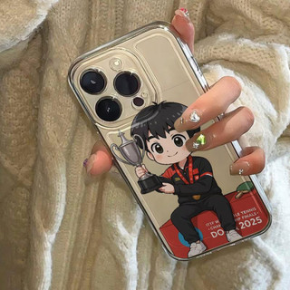 Ốp điện thoại Q-version Sun Yingsha và Wang Chuqin cho iPhone 17Air / 16 / 15PLUS / 14 / 13pro Max / 12 / 11 / X / XS / 7 / 8, Vỏ trong suốt, chống thấm nước, chống sốc, vỏ bảo vệ