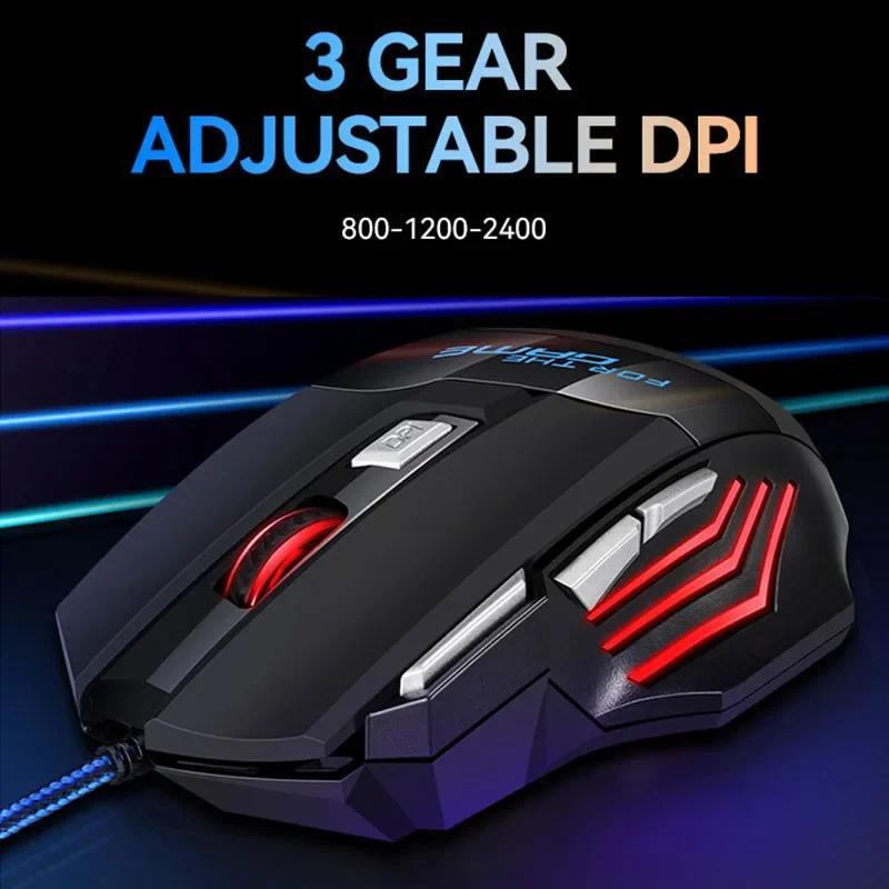 2026 Chuột Chơi Game Có Dây USB MỚI 7 Nút Đèn Nền Chuột Công Thái Học 2400 DPI Đèn Nền Có Thể Điều Chỉnh Chuột Quang Cho PC Game Thủ Máy Tính Để Bàn