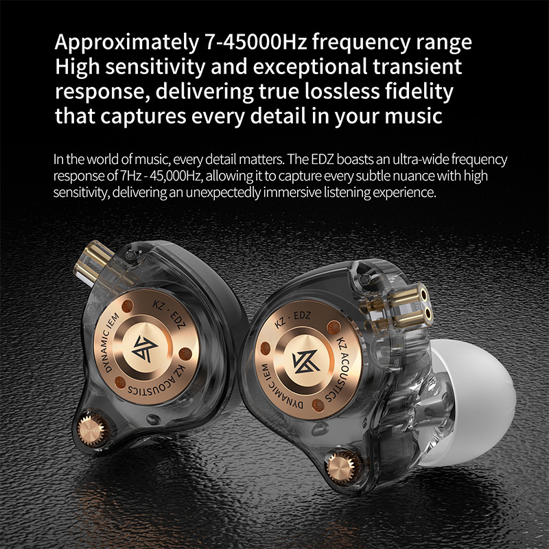 Tai nghe KZ EDZ Tần số siêu rộng Giảm chấn kép Tai nghe nhạc HiFi Bass Màn hình Tai nghe trò chơi IEM có Mic