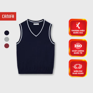 Áo len gilet bé trai CANIFA không tay phối line chất liệu mềm mịn 2TE25W001