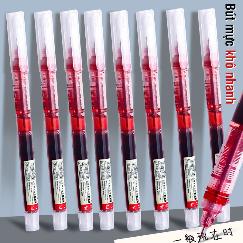 Bút bi mực đỏ nước ngòi 0.5mm, combo 30 cây viết êm tay, mực khô nhanh hạn chế lem giấy khi học sinh ghi bài
