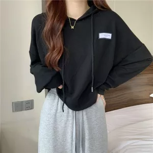 Áo hoodie nữ dáng rộng có mũ trùm đầu, phiên bản Hàn Quốc phù hợp mùa thu đông