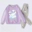 Kuromi Kids Áo Hoodie và quần thường ngày Bộ hai mảnh phong cách hoạt hình cho bé gái Trang phục hàng ngày cho trường học