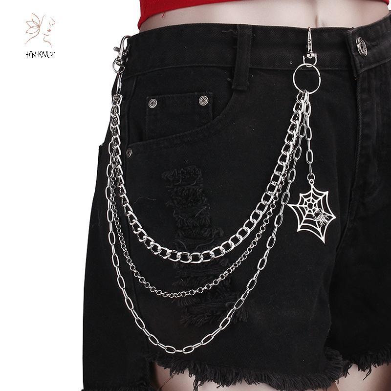 Hồ sơ thương hiệupunk Quần dây xích kim loại thời trang hip hop, phù hợp cho nam và nữ, mặt dây chuyền nhện web - phụ kiện độc đáo