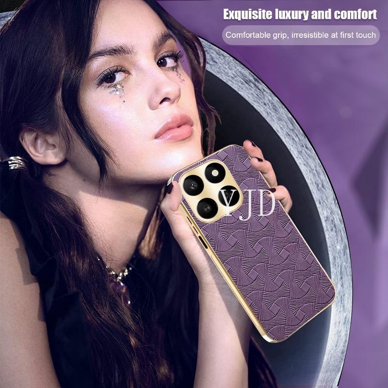 Ốp Lưng Cho Honor 400 Smart X7d Da Thời Trang Khung Mạ Điện Chống Rơi Vỏ Điện Thoại