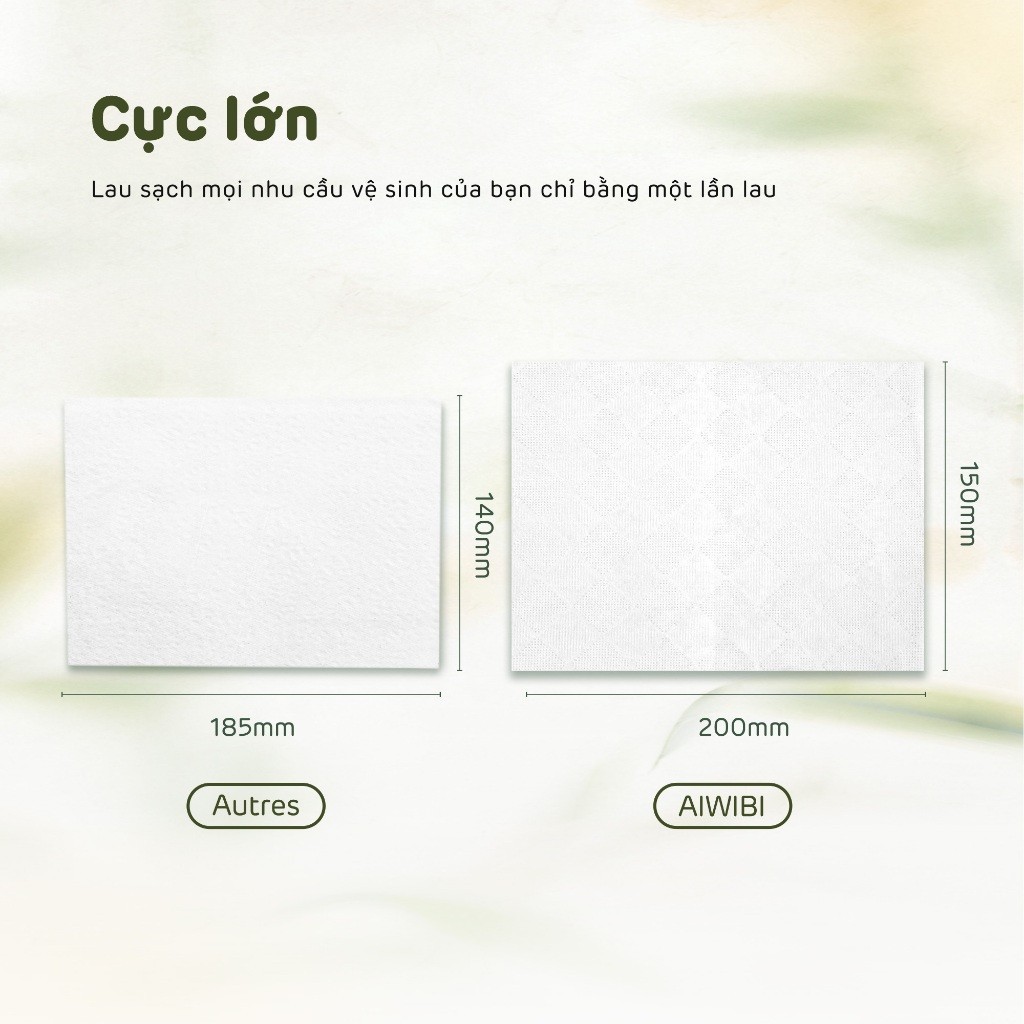 [Combo 3] Khăn Khô Aiwibi Phân Hủy Sinh Học 100% Làm Sạch Nhẹ nhàng, An Toàn Cho Da Nhạy Cảm (60 Miếng)