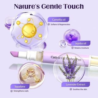 Bút bảo vệ lớp biểu bì móng tay EBINLANDS, Bút đẩy dầu biểu bì dưỡng ẩm 2ML, Dụng cụ chăm sóc móng tay cầm tay 2 trong 1