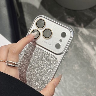 Kính Bảo Vệ Ống Kính Mạ Bạc Lấp Lánh Bột Ốp Lưng Điện Thoại iPhone 17Promax 17Pro 14 15 16 Pro Max 13 Chống Sốc Nữ Vỏ Di Động