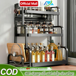 Kệ Gia Vị Đa Năng 2/3 Tầng, Để Bát Đũa Dao Thớt, Soong Nồi Tiện Dụng
