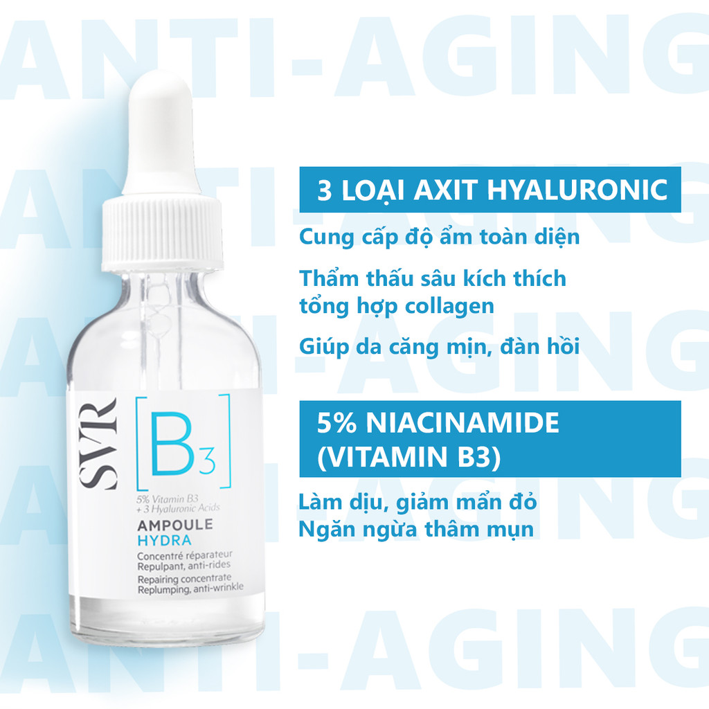 [Livestream 2] Tinh chất dưỡng da, ngăn ngừa nếp nhăn, phục hồi da SVR [B3] Ampoule Hydra 30ml
