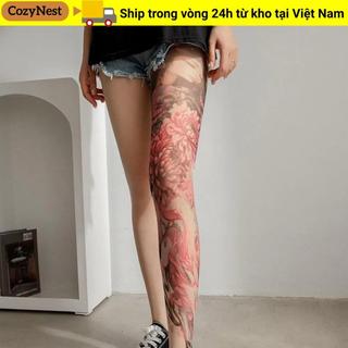 COZYNEST Quần Legging Lưới Cao Cấp Cho Nữ Mùa Hè, Thiết Kế Hoa Mẫu Đơn và Họa Tiết Xăm Giả Gợi Cảm