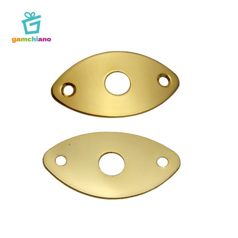 2 Miếng Kim Loại Hình Bầu Dục Cong Jack Đĩa Cho Đàn Guitar Điện Phần Bass Bạc