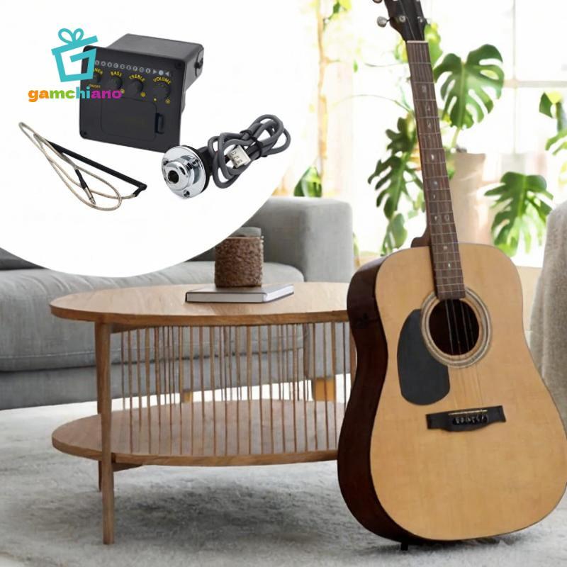 Acoustic Guitar Double Source Pickup 2 Band Equalizer Tuner Hệ Thống Cho Đàn Guitar Dân Gian Tăng Cường Âm Thanh
