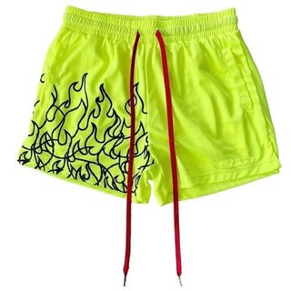 Quần short thể thao nam ESEA thiết kế lưới thoáng khí, in hình ngọn lửa