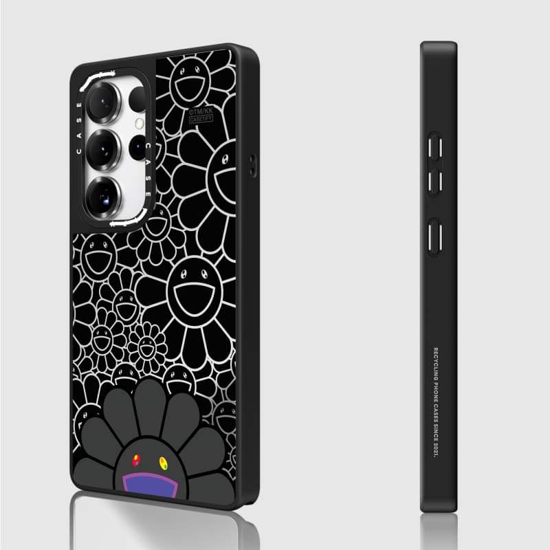 Ốp lưng CASECASE X SMILE (ĐEN) Vỏ hút từ tính bằng gương đen mờ cho Samsung Galaxy S26 S25 S24 S23 Ultra Plus Mặt sau cứng có hộp khắc logo