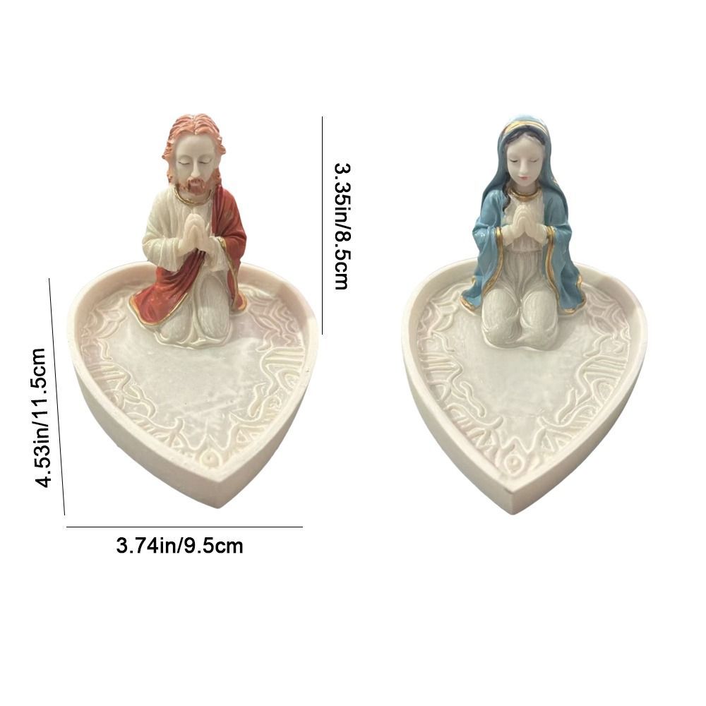 DELMER Virgin Mary Đế trang sức, Nhựa quyến rũ vượt thời gian Đức Trinh Nữ Maria Mân Côi Giá đỡ, Đồ trang trí để bàn Trang trí Khay lưu trữ thanh lịch Phòng ngủ