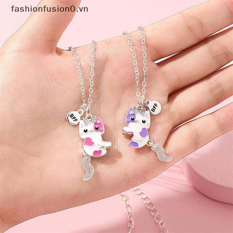 [FHF] 2 Cái / bộ Dây Chuyền Hình Mèo Hoạt Hình Bạn Bè Thân Nhất Nelace BFF Tình Bạn Trẻ Em Món Quà Trang Sức Cho Bé Gái MỚI