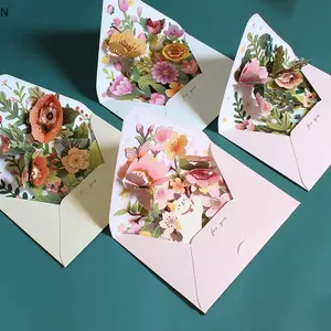 NS Mới Lãng Mạn Hoa Sinh Nhật Thiệp Giáng Sinh 3D Bật Lên Thiệp Chúc Mừng Bộ Bưu Thiếp Tiệc Cưới Trang Trí Sáng Tạo Cô Gái Quà Tặng NS