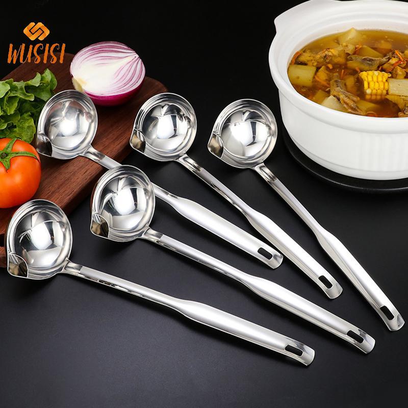 [WUSISI] Thìa Rây Lọc Inox Súp Rây Lọc Nhà Bếp Dầu Canh Tách Mỡ Sữa Chua Dầu Skimmer Thìa Phụ Kiện Nhà Bếp MỚI