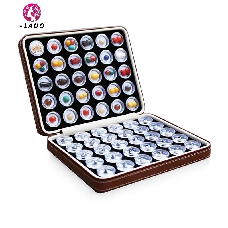Springevenstar Rời Đá Quý Hộp Trưng Bày Trang Sức Hạt Tổ Chức Hộp Đựng Đá Quý Tròn Da PU Triển Lãm Kim Cương Bảo Quản Hộp Đựng Springevenstar