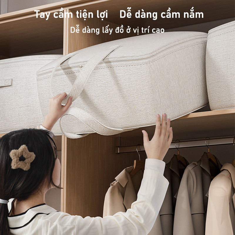 Túi Đựng Đồ Đa Năng Cỡ Lớn - Vải Cotton Lanh Cao Cấp, Gấp Gọn, Dùng Để Bảo Quản Quần Áo, Chăn Ga, Hành Lý