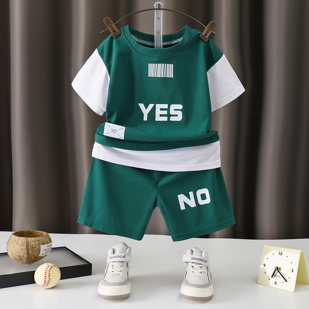 Trẻ Em Mùa Hè Loungewear Bộ Đồ Hai Mảnh Bé Trai Bé Gái Màu Sắc Phù Hợp Với Quần Short Tay Ngắn Thoáng Khí Thoải Mái Phù Hợp Với 80-130 Kích Thước EVOP