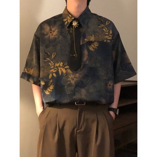 Áo sơ mi nam tay ngắn phong cách retro Nhật Bản, thoáng khí, thiết kế Hồng Kông