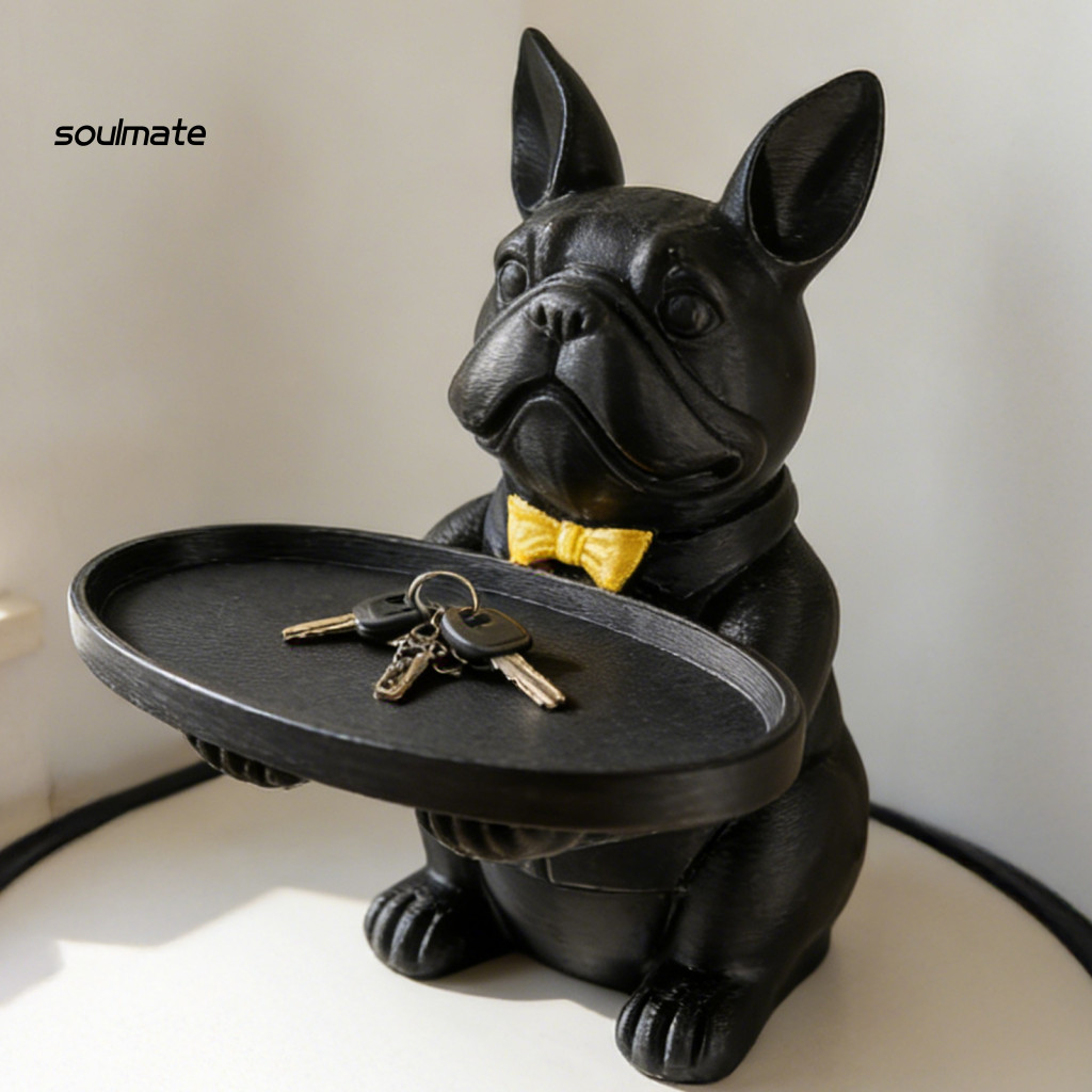 Linh hồn| Khay đựng đồ trang sức Bulldog Khay đựng chìa khóa Bulldog hiện đại Khay đựng đồ trang sức Kẹo – Bàn cà phê lối vào sành điệu Trang trí bàn làm việc văn phòng Hoàn hảo cho gia đình