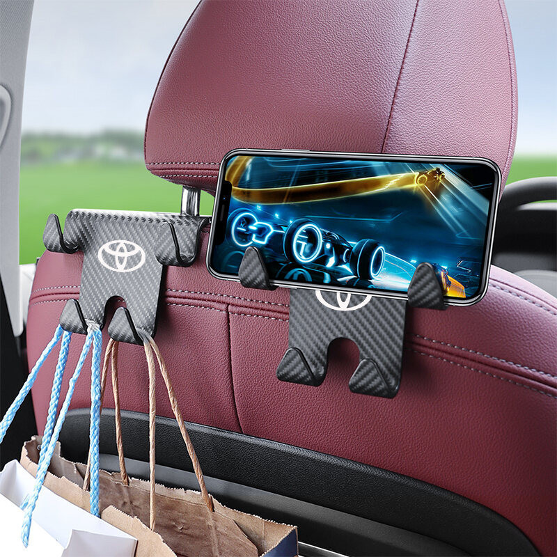 2 Chiếc Ghế Ô Tô Tựa Đầu Móc Sợi carbon Giá Đỡ Điện Thoại Thích Hợp Cho Xe Toyota Camry Hiace Corolla Hilux Vios Yaris Avanza Tacoma Xe Phía Sau Móc