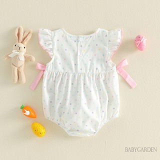 Bé Gái Phục Sinh Romper Màu Hồng Gingham Ruffle Flutter Tay Smocked Bunny Bow một mảnh