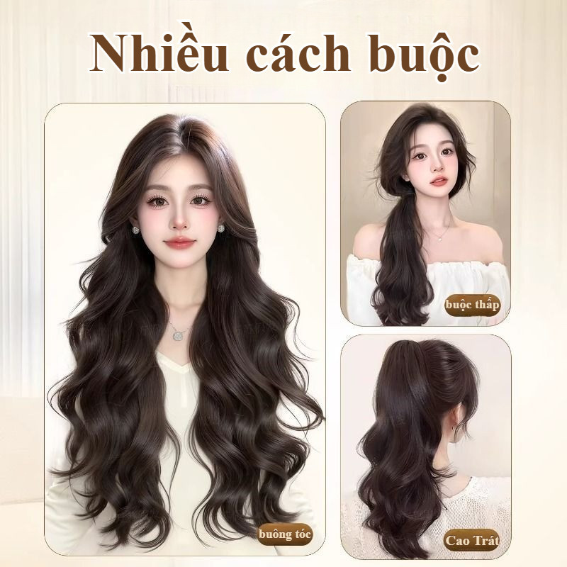Tóc giả một mảnh, Tóc Xoăn Tỉa Tầng Phong, Thiết Kế Dễ Đeo, Cách Trẻ Trung Tiểu Thư Dài 50cm