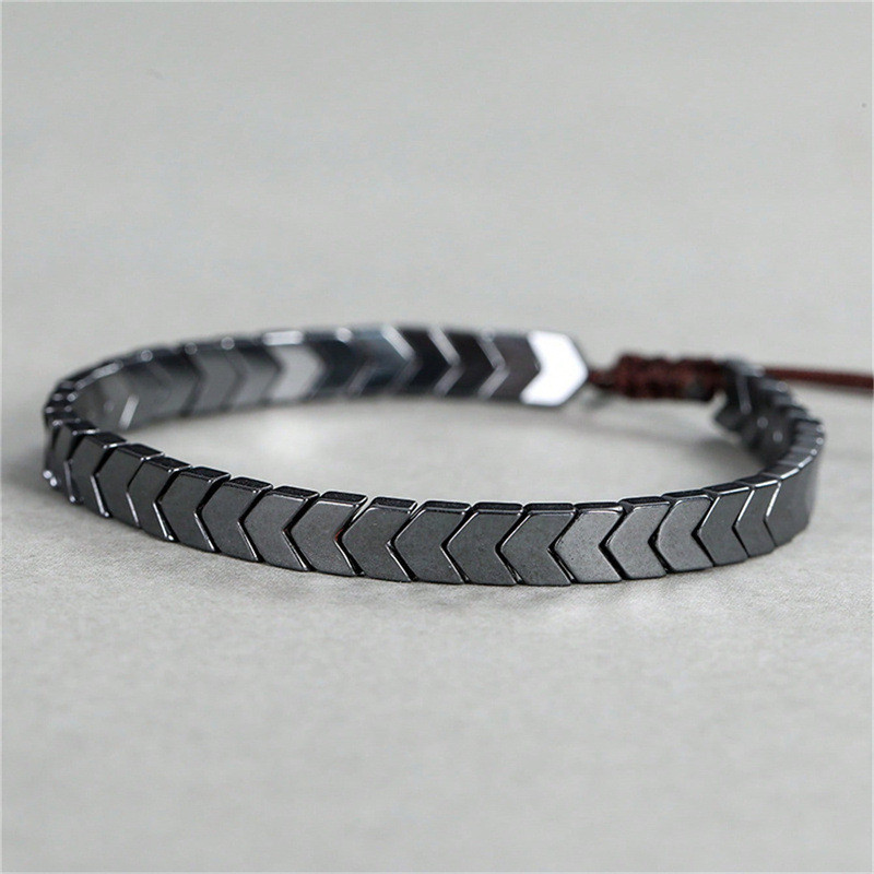 Retro Ba Màu Gallstone Mũi Tên Punk Handmade Đen Gallstone Vòng Tay Nữ