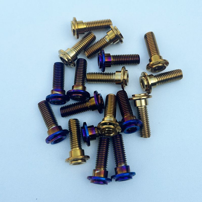 Đinh tán lục giác mặt bích M8*25 dùng cho xe điện/xe máy, phanh đĩa lớn, màu vàng xanh