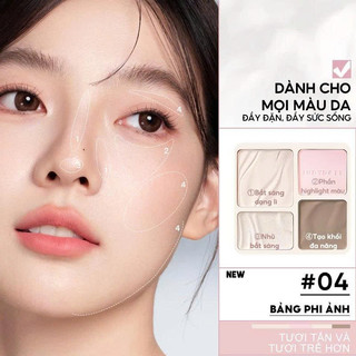 JUDYDOLL Phấn bắt sáng tạo khối 4 ô Highlight Contour Palette Tự nhiên Lâu trôi Chống nước 9g