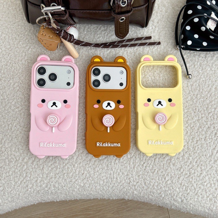 Thích hợp cho 15 / 13 Dễ Thương Lollipop Bear Apple 17promax Ốp Điện Thoại 16 Vỏ Chống Sốc 14PRO Silicone Stereo