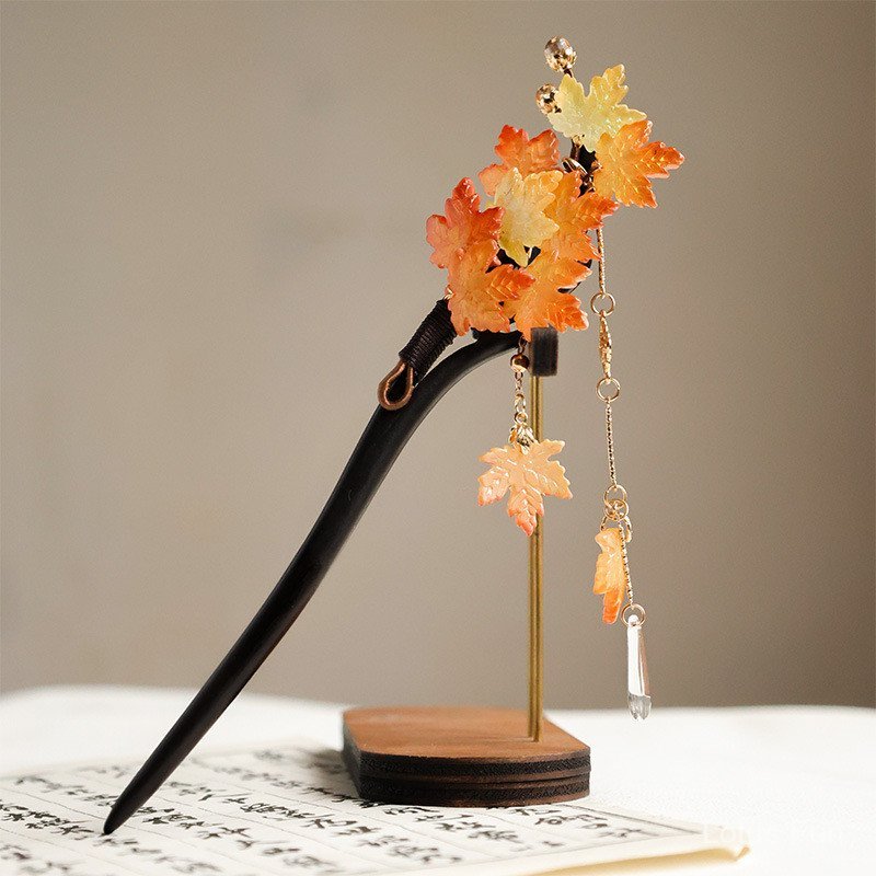 Mới! Style Trung Hoa lá phong claw clip retro premium, phù hợp với phụ kiện đầuwear cho hanfu và sườn xám